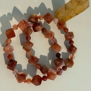Carnelian Cube Style Beaded Bracelet